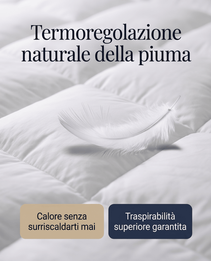 Topper correggi materasso termoregolatore in piuma oca 20% Piumino 80% Piumetta 600 GR/MQ 160x200 cm - 160x200 - JoyShop Materassi