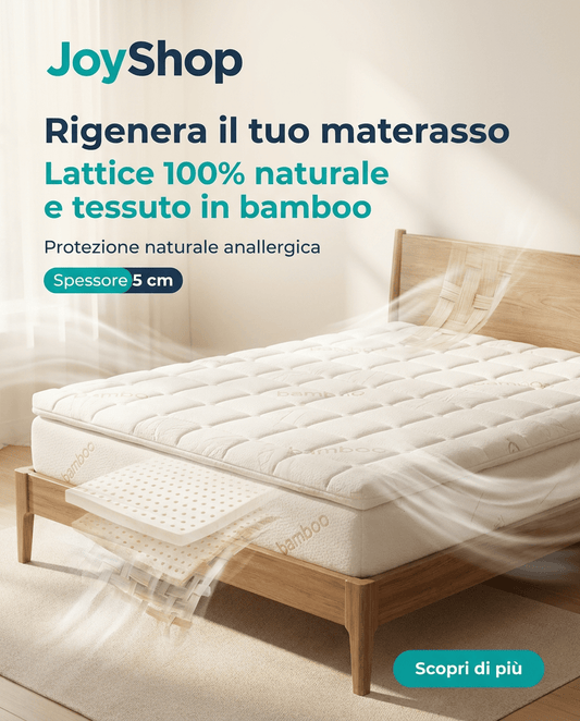 Topper Lattice Naturale – Correttore Ecologico, 5 cm, Bamboo Sfoderabile - JoyShop Materassi 2