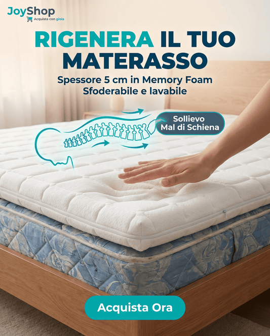 Topper Memory Foam – Correttore Anallergico, 5 cm, Sfoderabile Lavabile - JoyShop Materassi 2