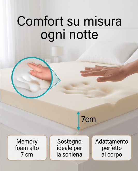 Topper Memory Foam – Correttore Anallergico, 7 cm, Sfoderabile Lavabile - JoyShop Materassi 2
